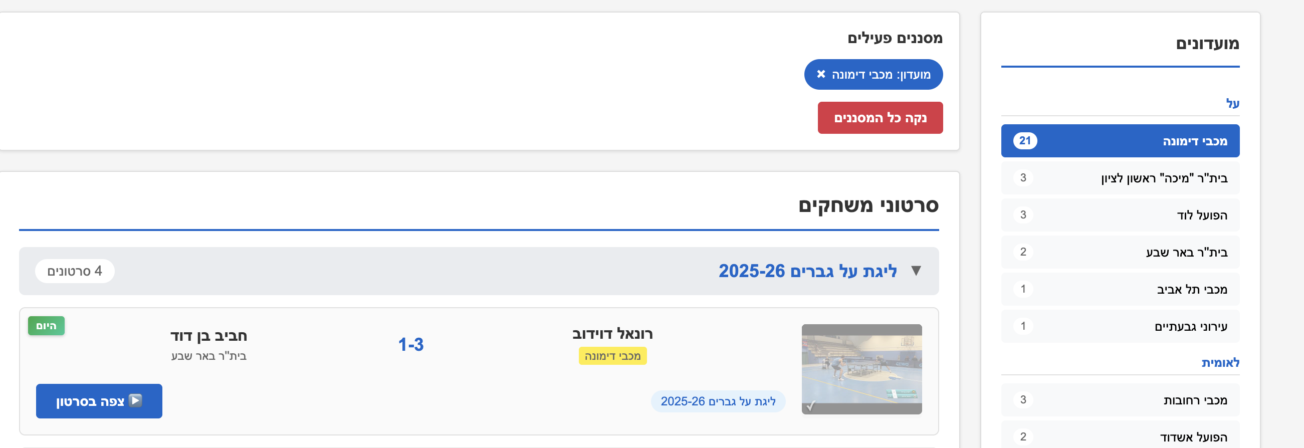 אתר הארכיון הראשי עם סינונים